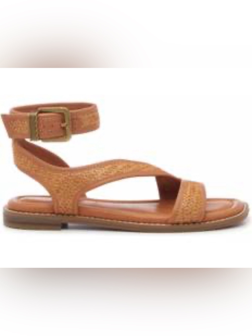 Crown Vintage Tan Woven Leather Ankle-Strap Sandals